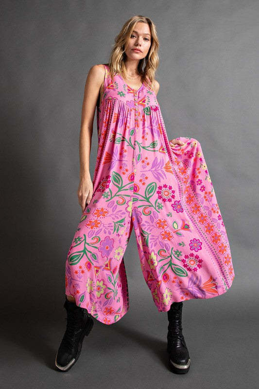 Oversized Bohemian Jumpsuit pink
