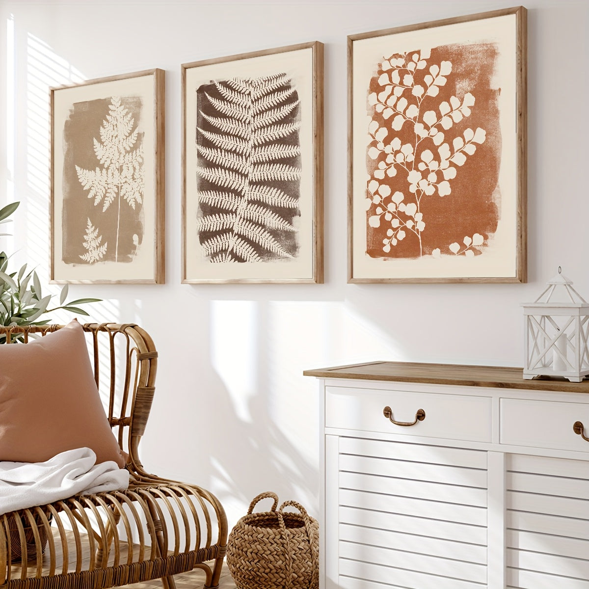 Boho Painting Posters with Plant Designs 3 Piece Set