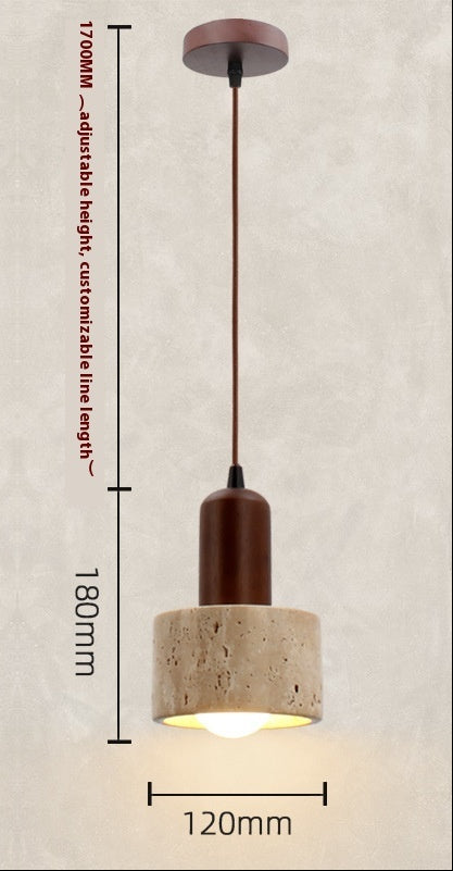 Pendant light with dimensions and specifications on a beige background