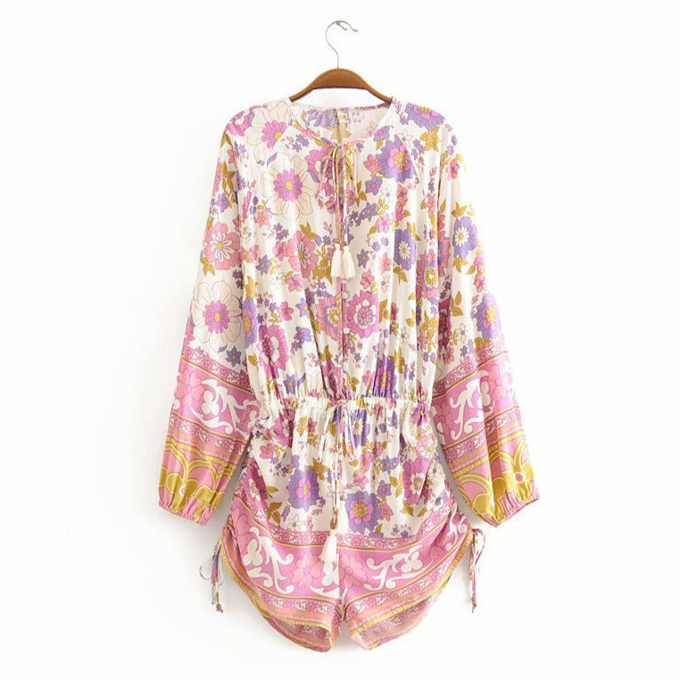 Pink Boho Print Romper