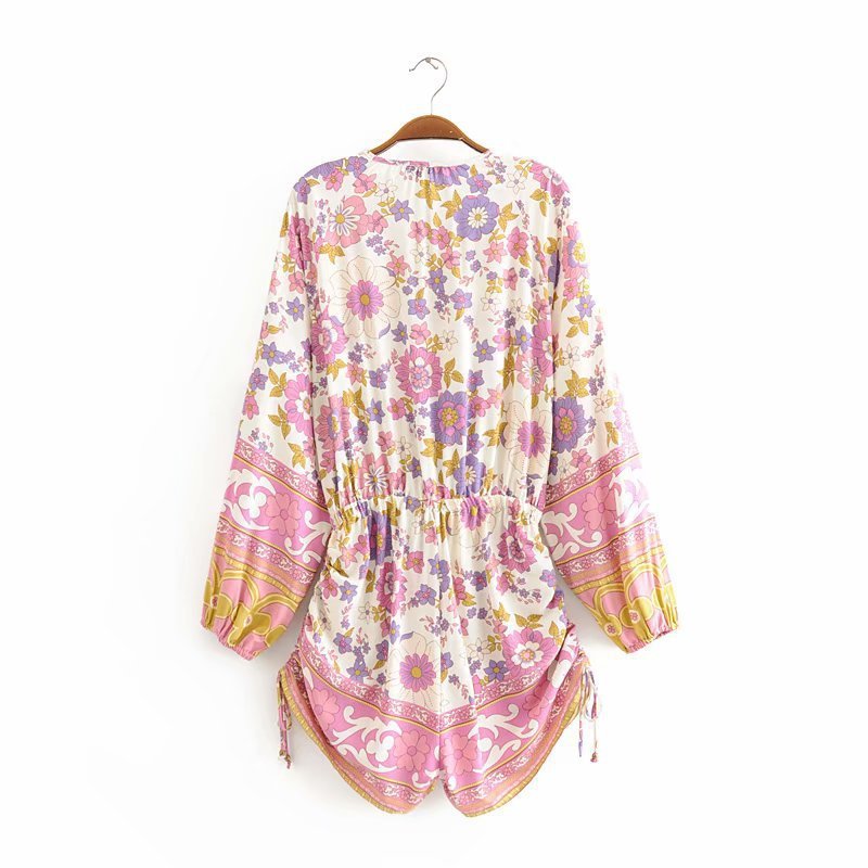 Pink Boho Print Romper