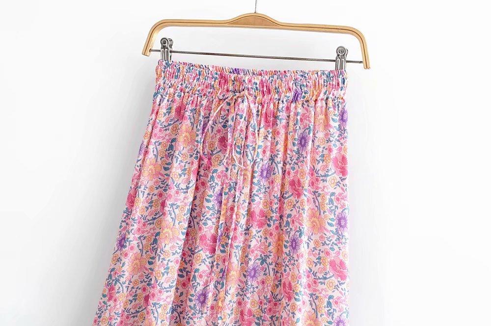 Boho Pink Floral Maxi Skirt