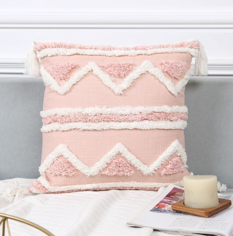 Pink Plush Pillowcases Boho Style