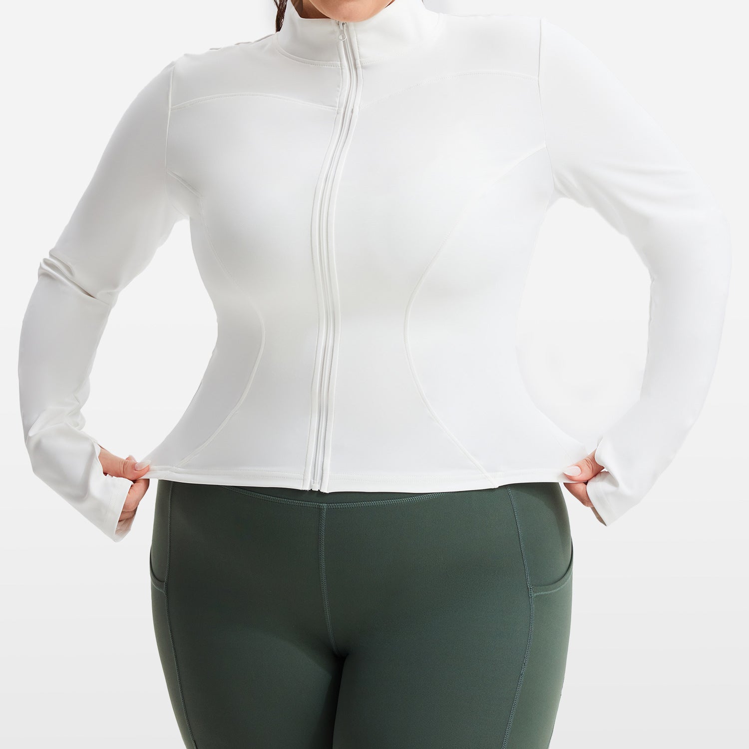 Plus Size Yoga Jacket with Zipper for Women