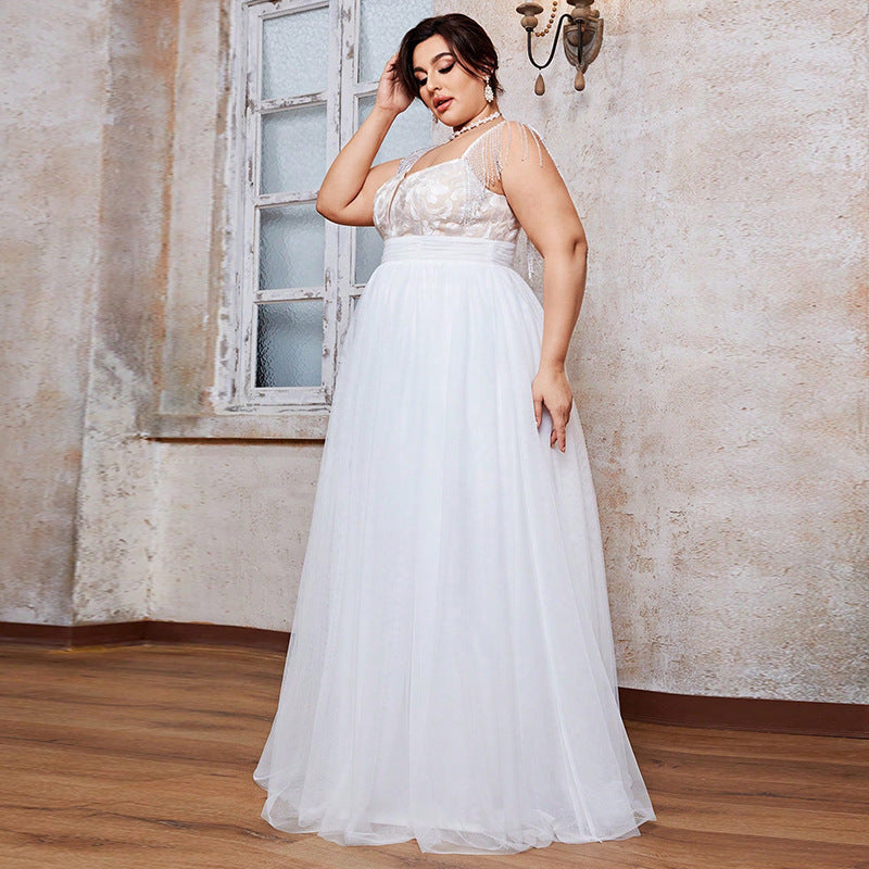White Boho Chic Plus Size Wedding Dress