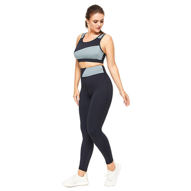 Plus Size Women's Yoga Leggings and Short Sleeve Top Set