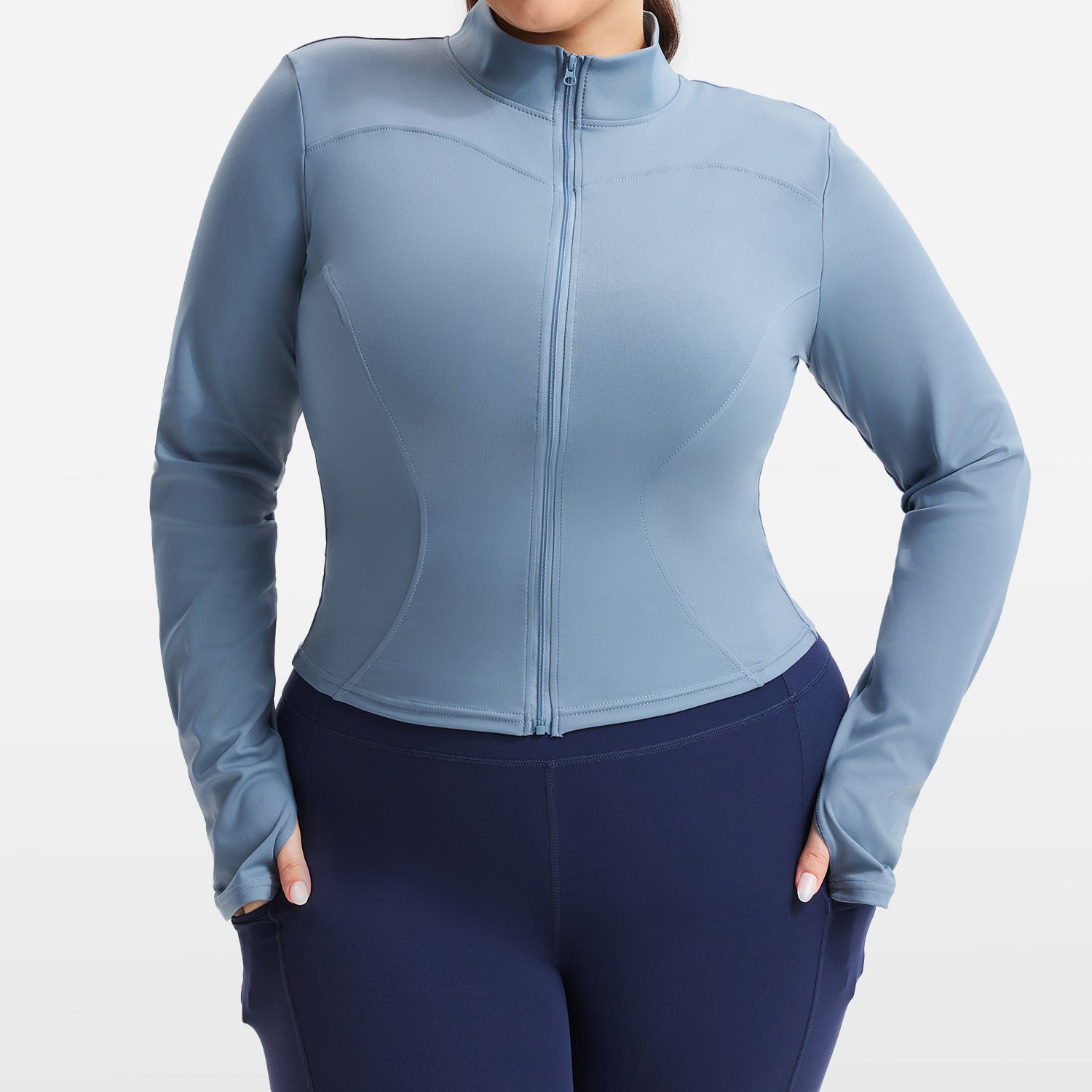 Plus Size Yoga Jacket with Zipper for Women