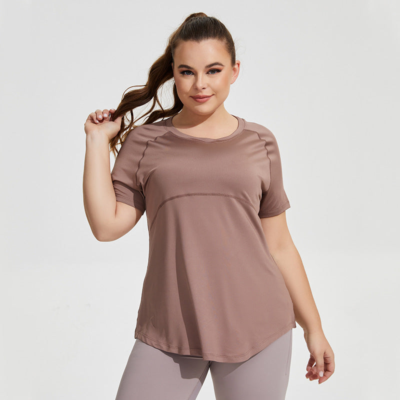 Plus Size Yoga Top with Short Sleeves