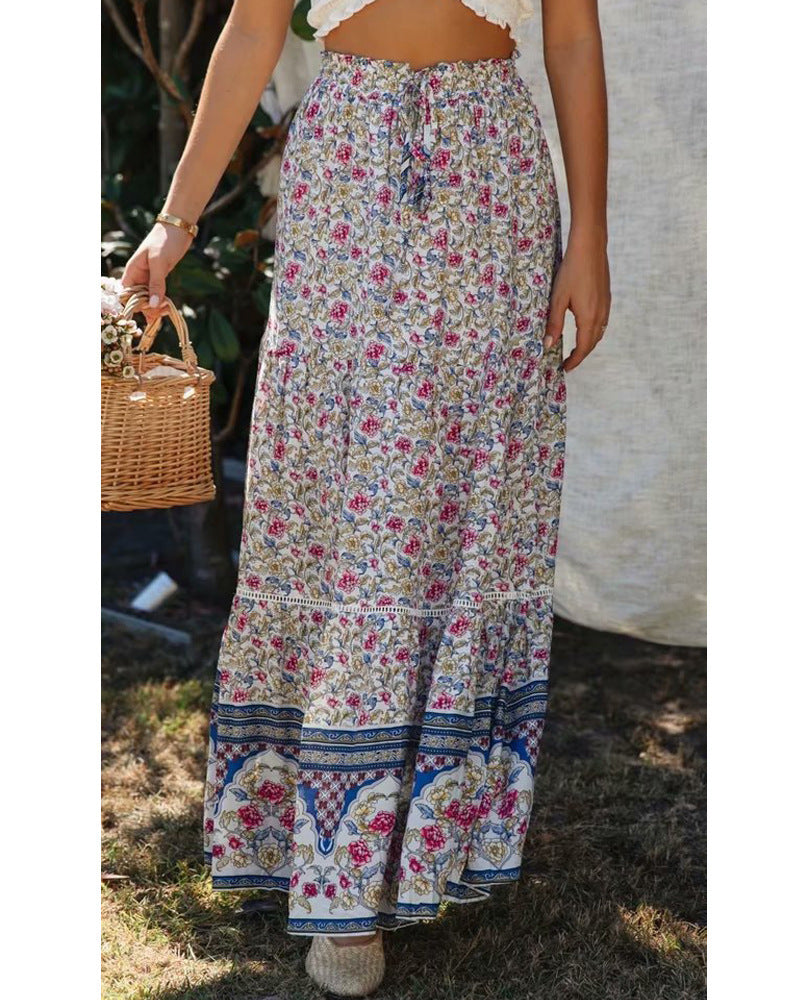 Printed Indie Floral Maxi Skirt