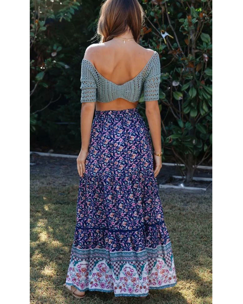 Printed Indie Floral Maxi Skirt
