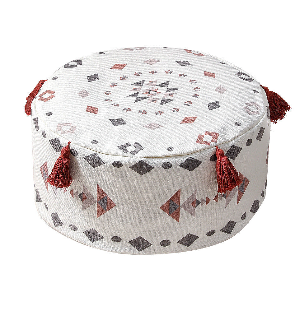 Boho Printed Poufs with Tassels