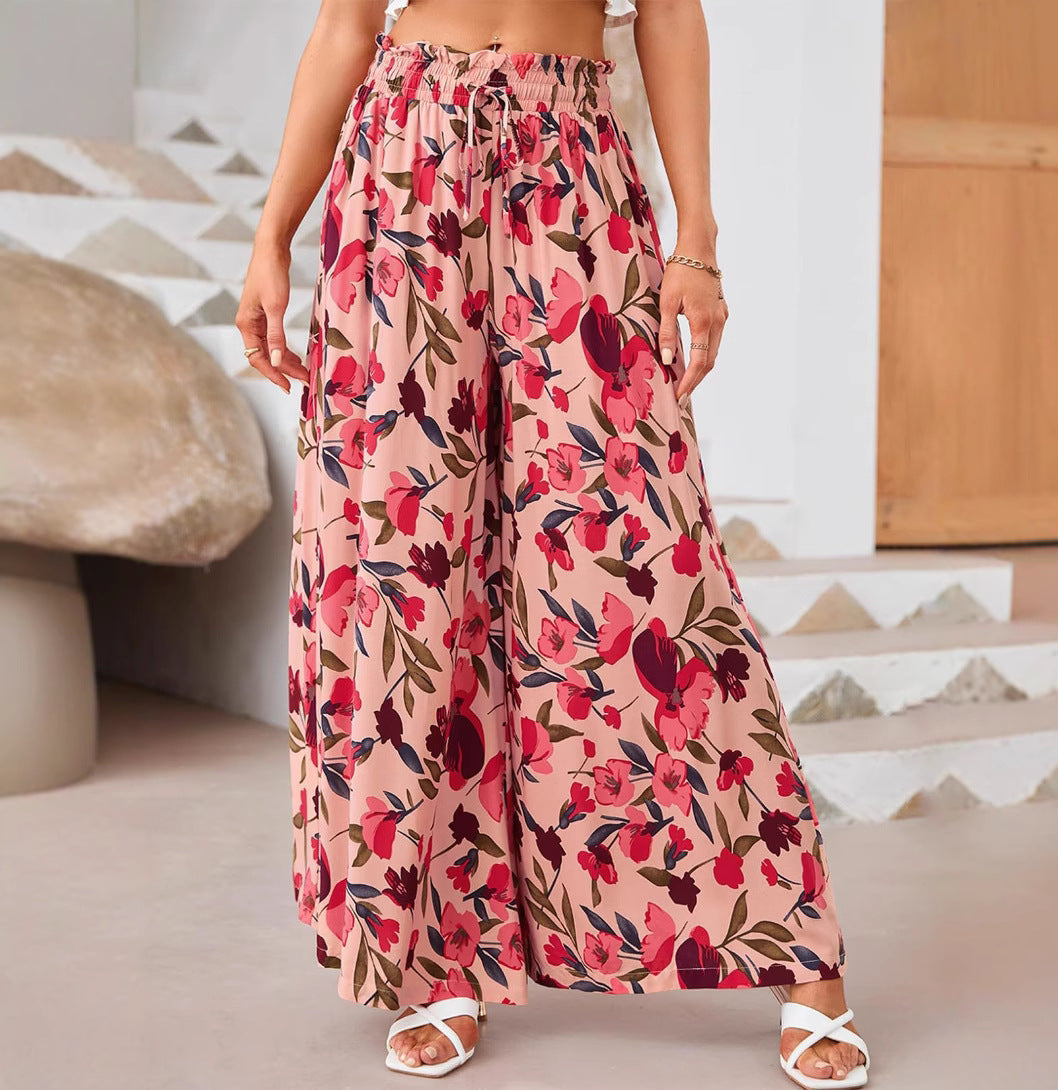 Printed Wide Leg Bohemian Trousers