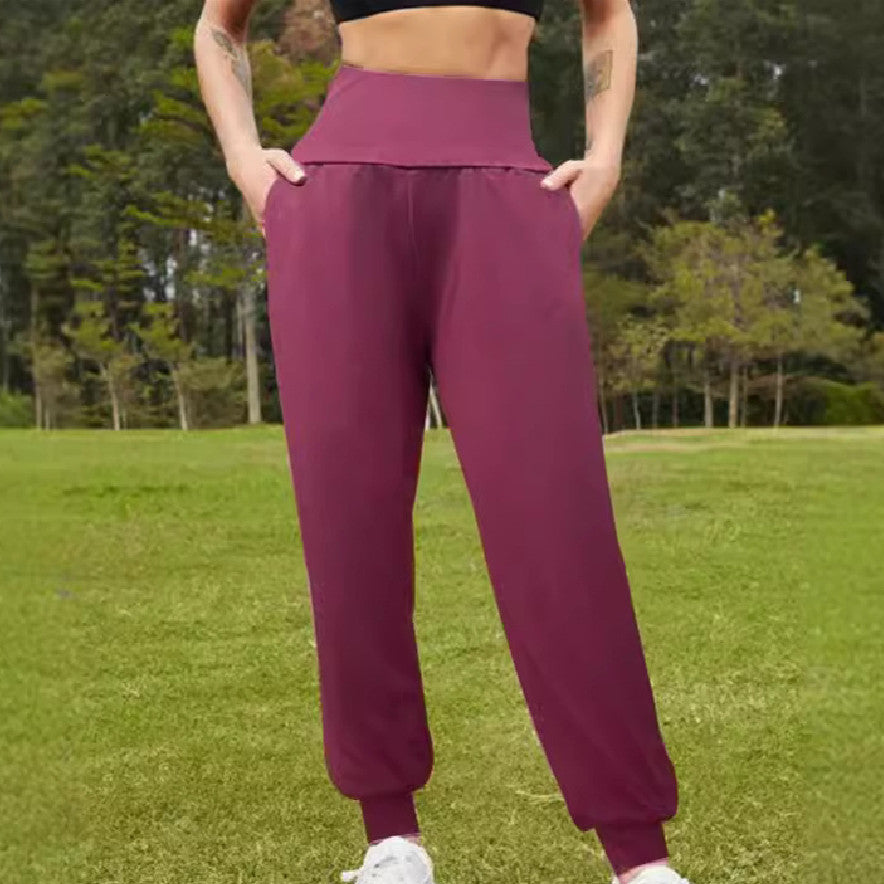 Purple High Waist Activewear Pants for Yoga