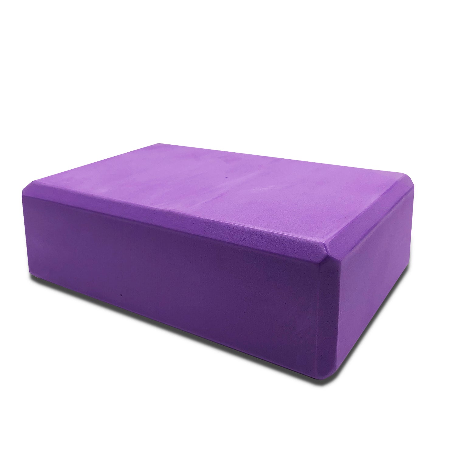 Purple yoga block on a white background