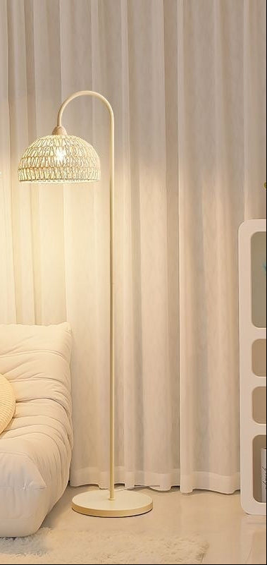 Beige Bohemian Rattan Floor Standing Lamp For Living Room