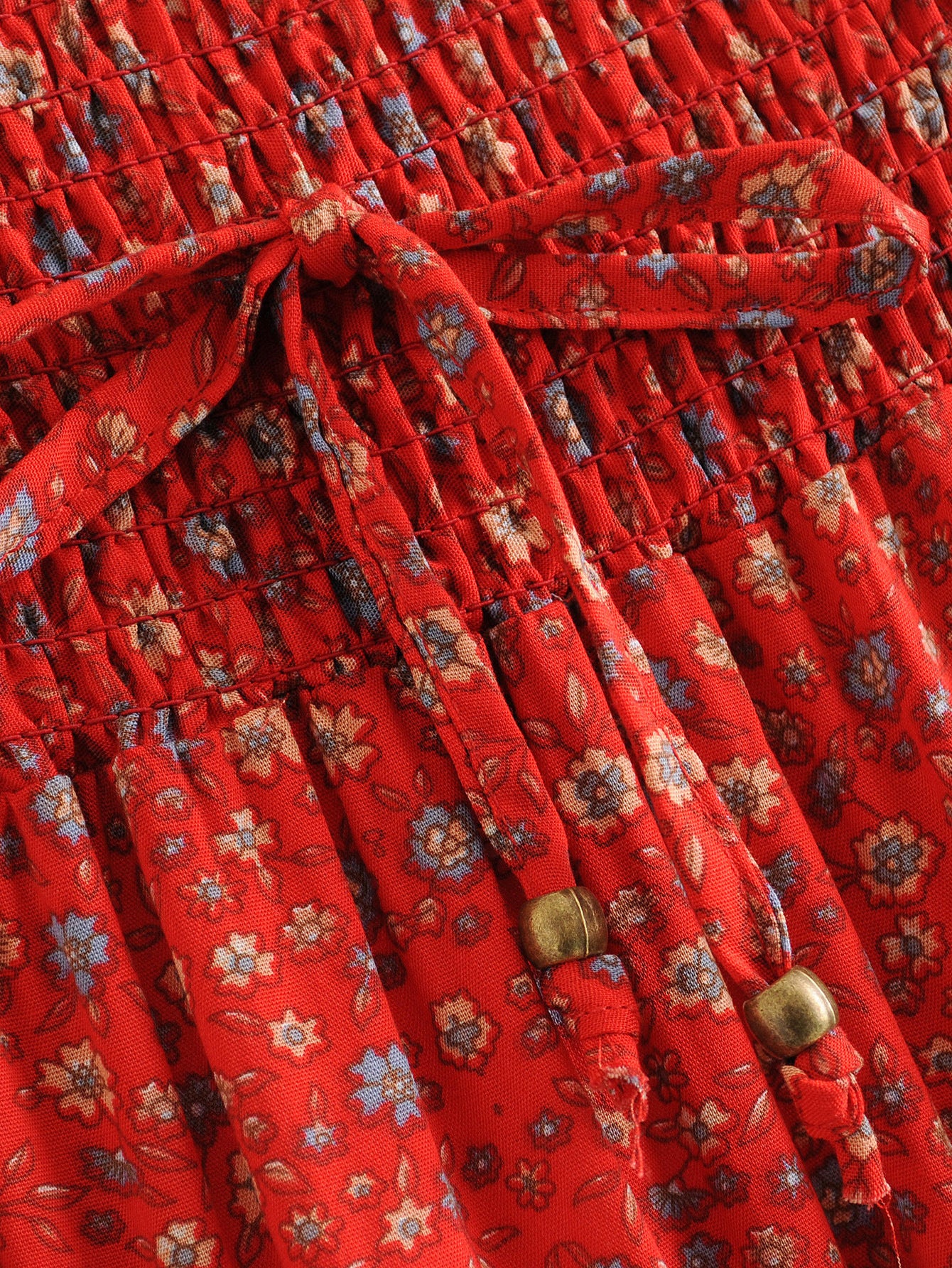 Red Floral Boho Maxi Skirt boho