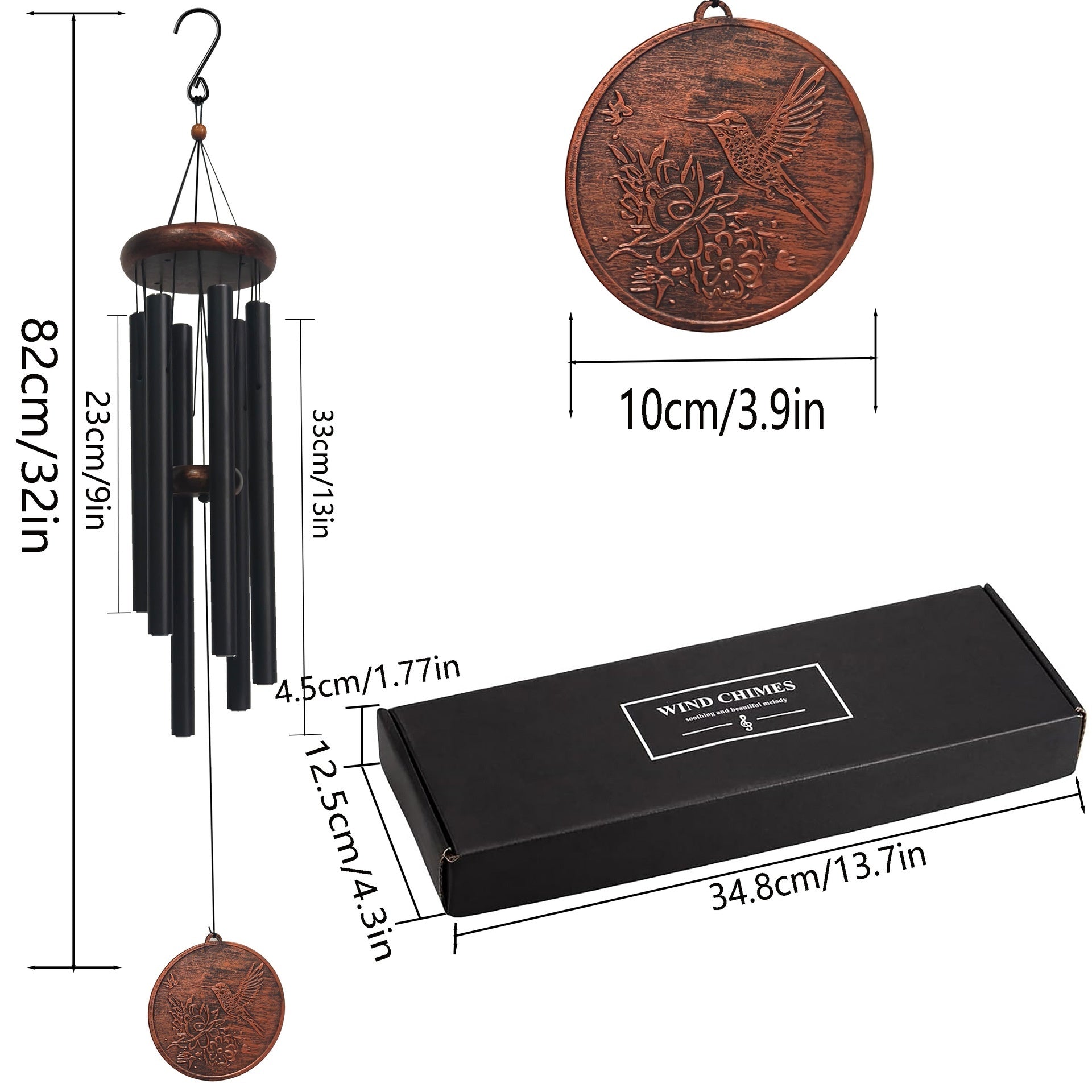 32 Inches Retro Tube Music Wind Chimes