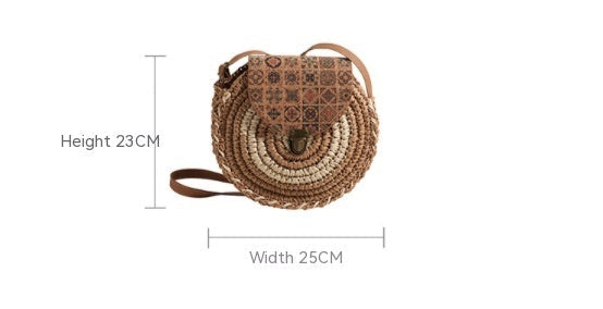 Round Rattan Boho Crossbody Bag
