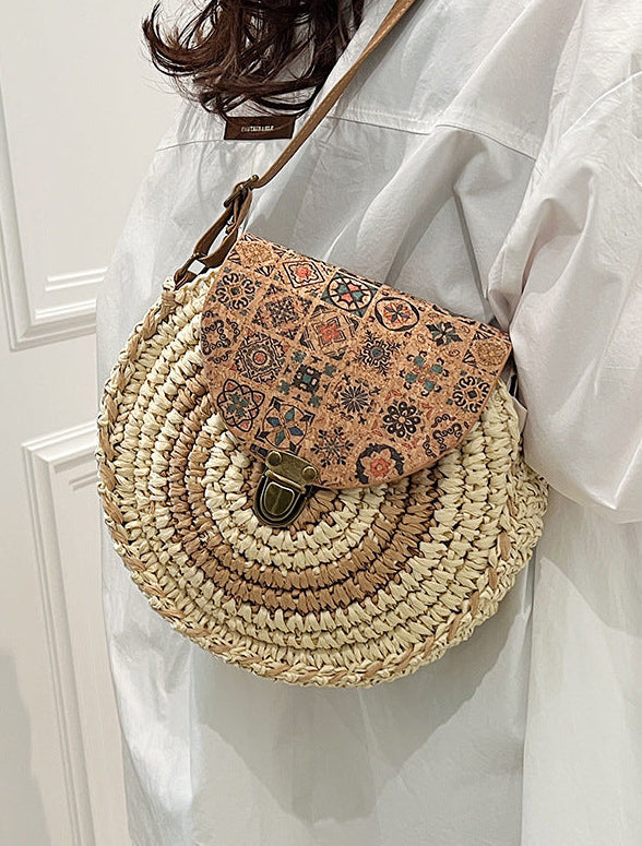 Round Rattan Boho Crossbody Bags