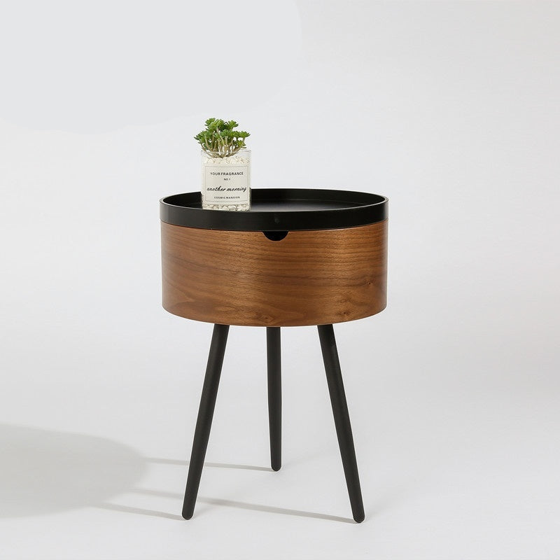 Round Side Table in Black and Brown