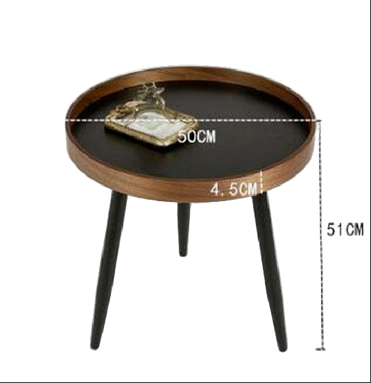 Round Side Table in Black and Brown