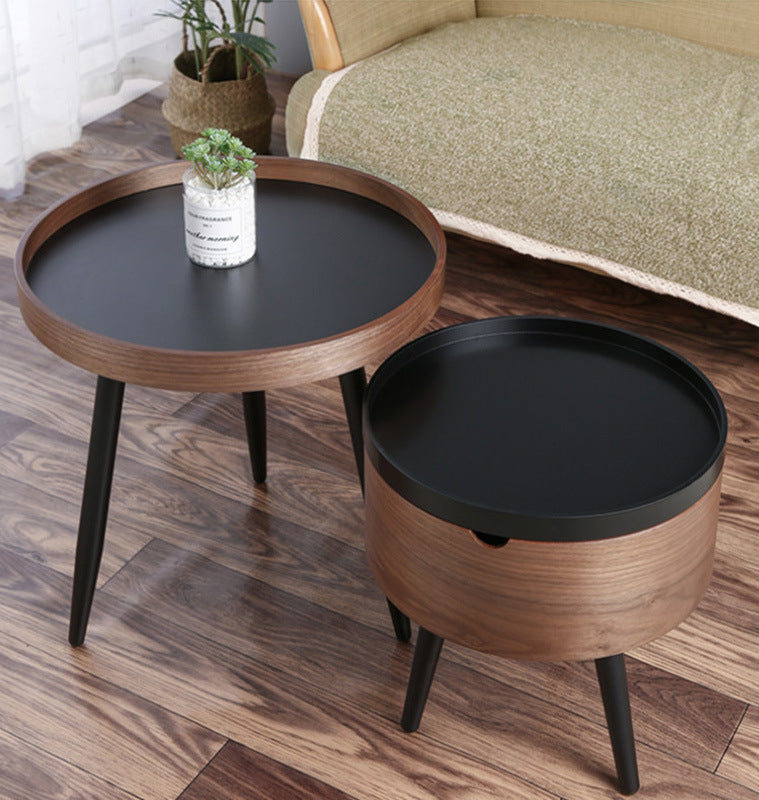 Round Side Table in Black and Brown