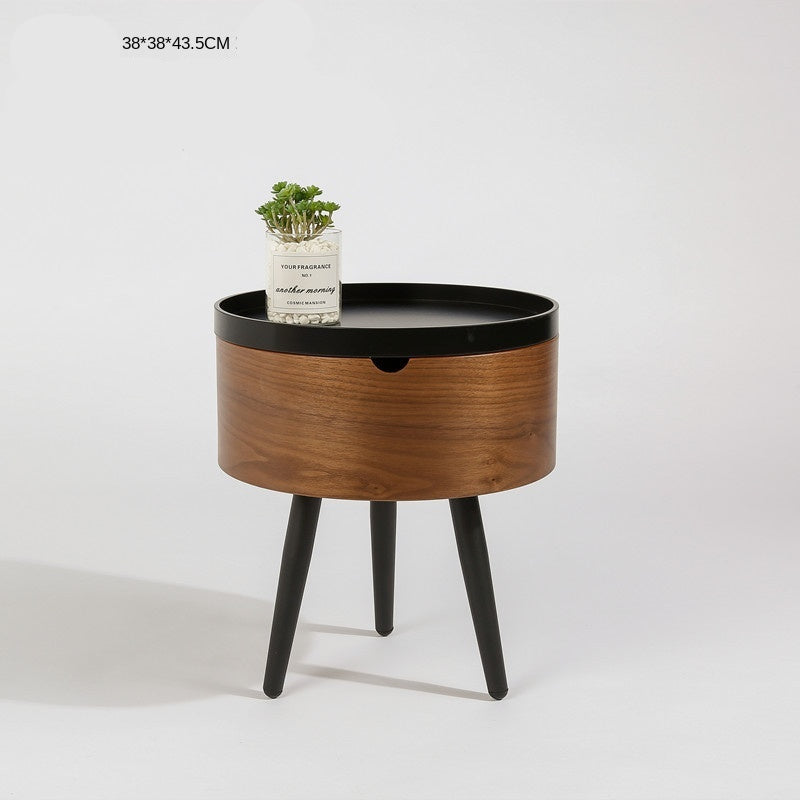 Round Side Table in Black and Brown