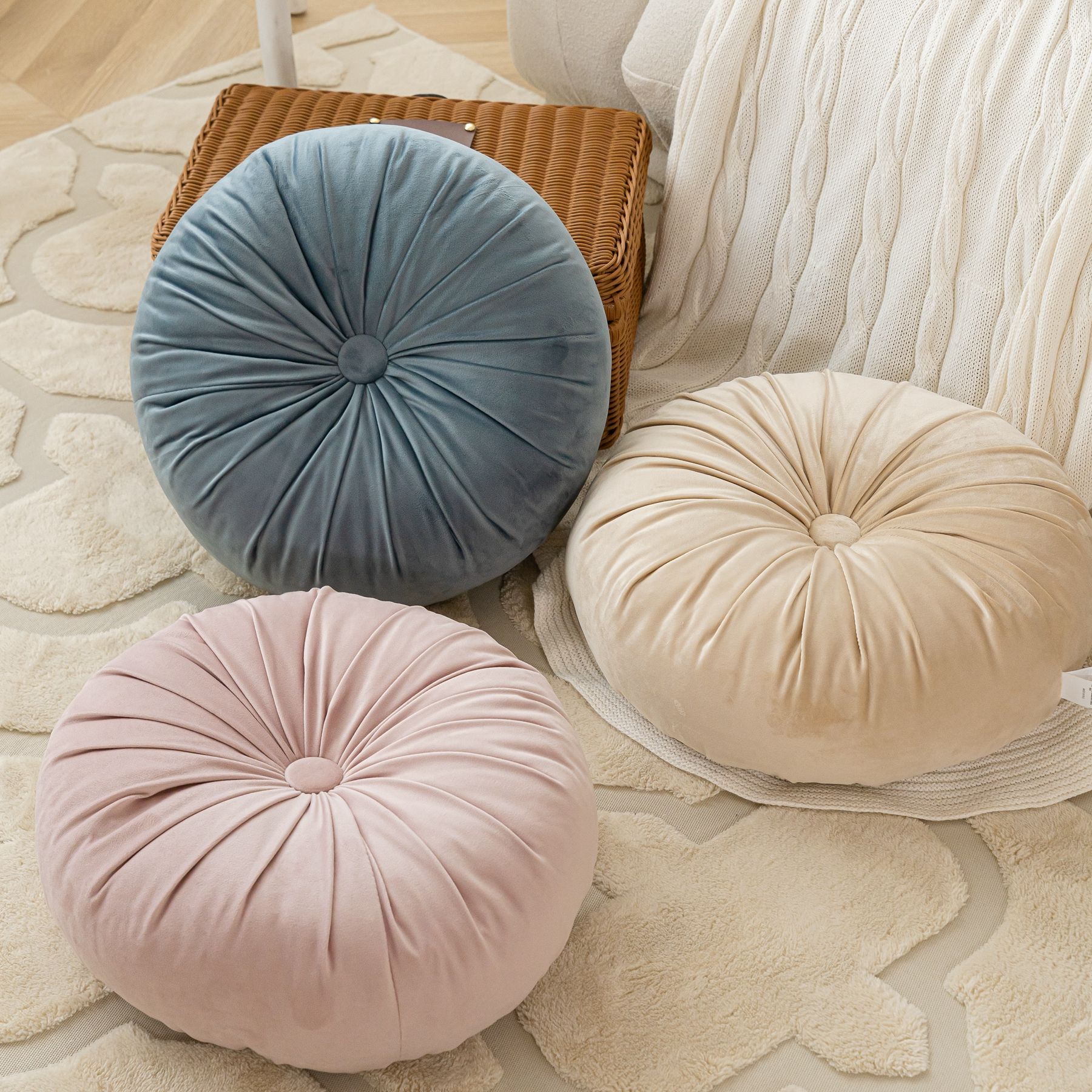 Round Velvet Silk Cushion