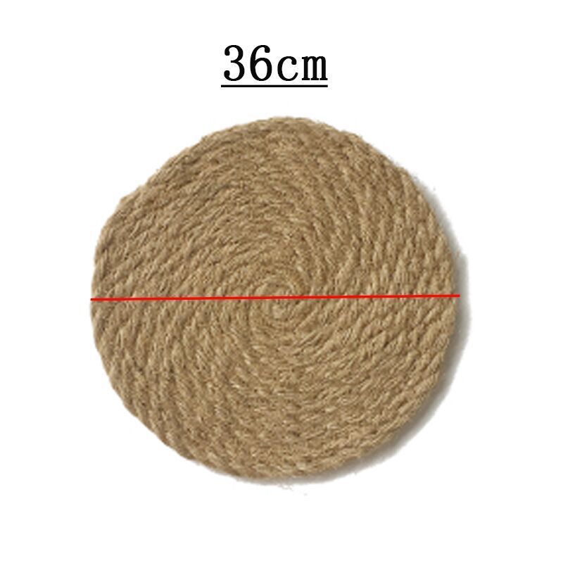 Round brown mat with a measurement of 36cm on a white background