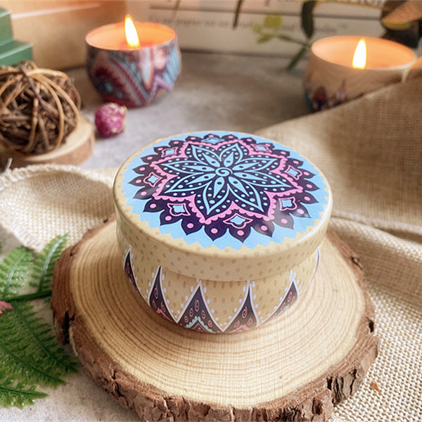 Scented Soy Wax Boho Pattern Tin Candle