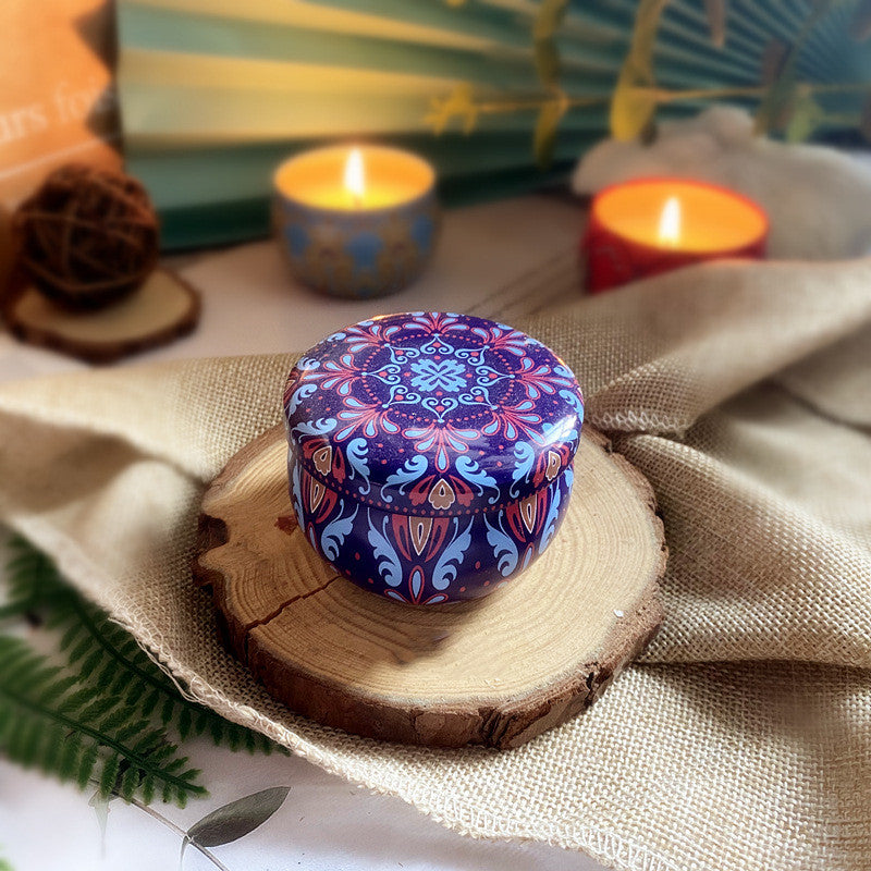 Scented Soy Wax Boho Pattern Tin Candles