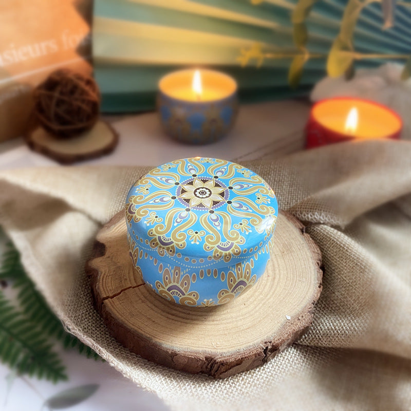 Scented Soy Wax Boho Tin Candle
