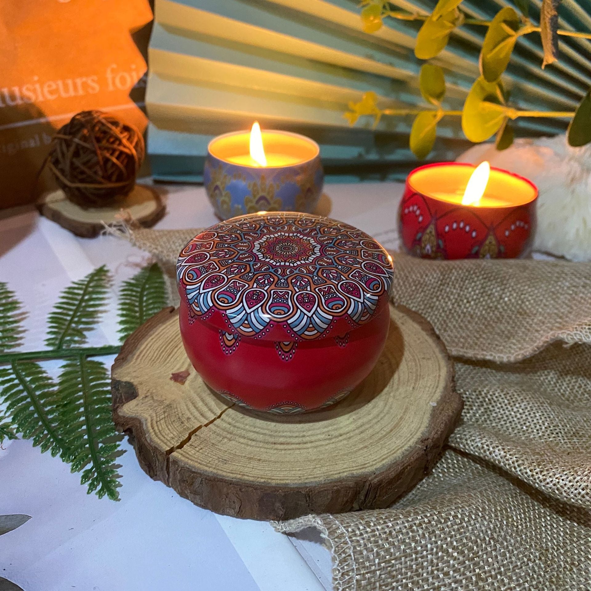 Scented Soy Wax Pattern Tin Candle