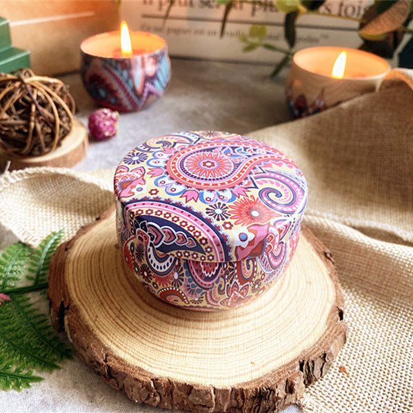 Scented Soy Wax Boho Pattern Tin Candle