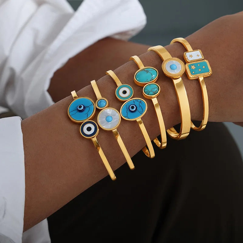 Gold Plated Evil Eye Bangles