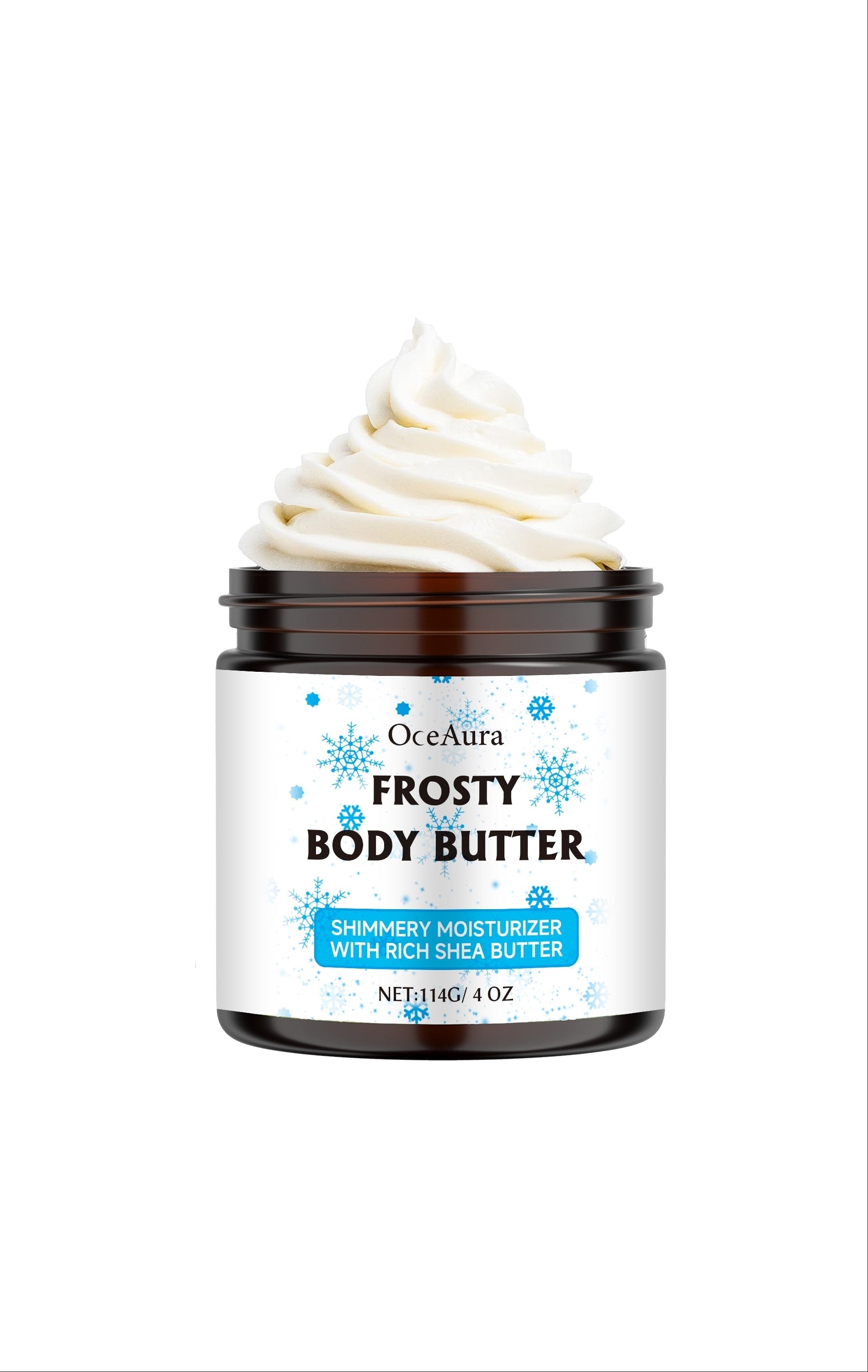 OceAura Frosty Body Butter with packaging on a white background