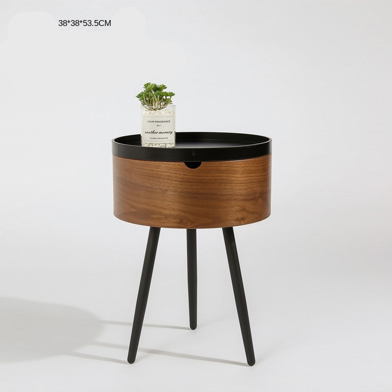 Round Side Table in Black and Brown