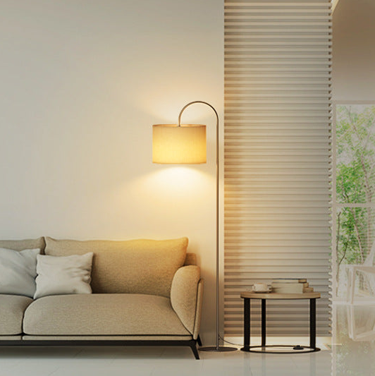 Simple Boho Beige Canvas Floor Lamp