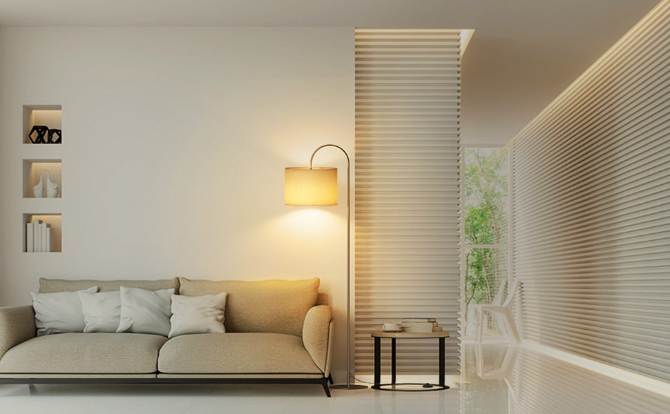 Simple Boho Beige Canvas Floor Lamps