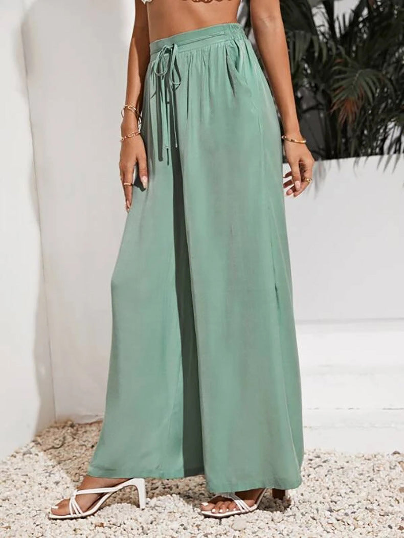 green Casual Simple Boho Womens Pants