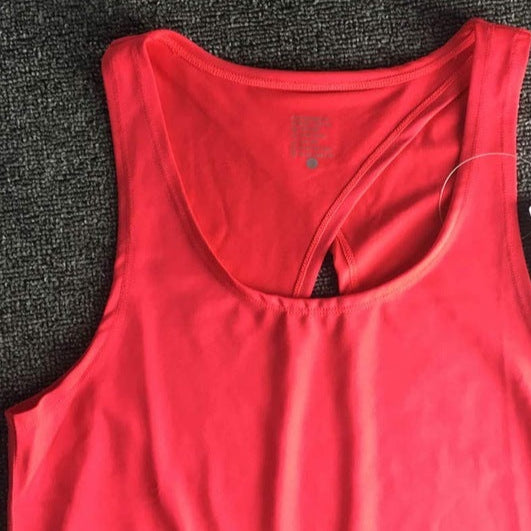 red Sleeveless Yoga Top with an Open Back