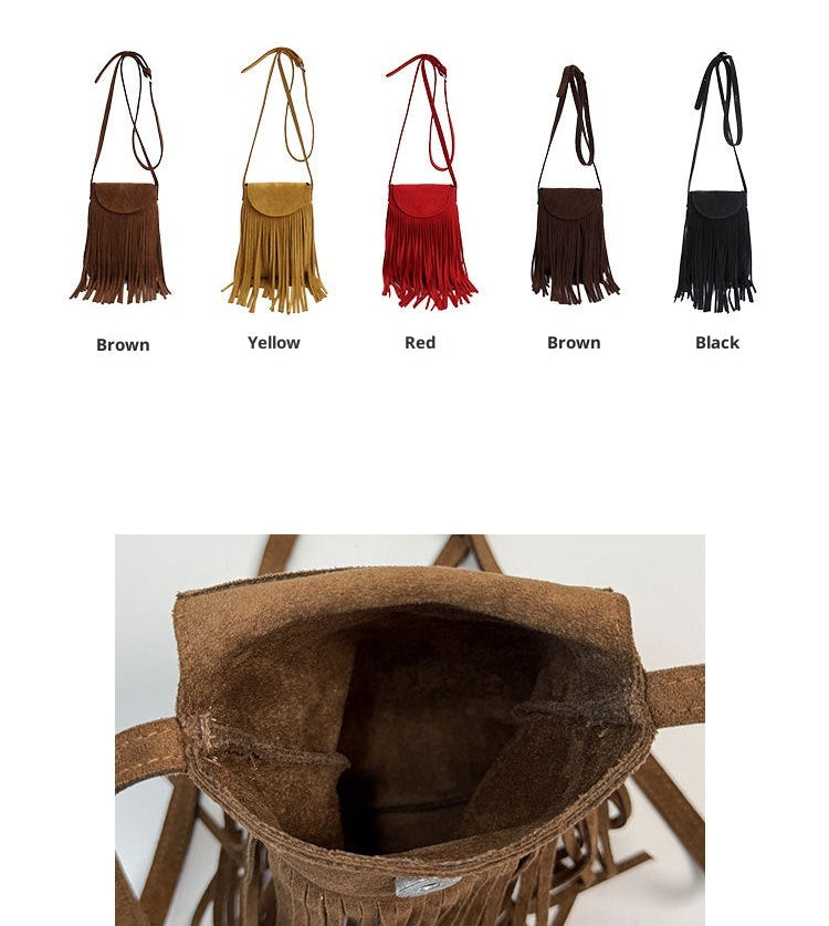 Small Bohemian Crossbody Purse Fringe Detail