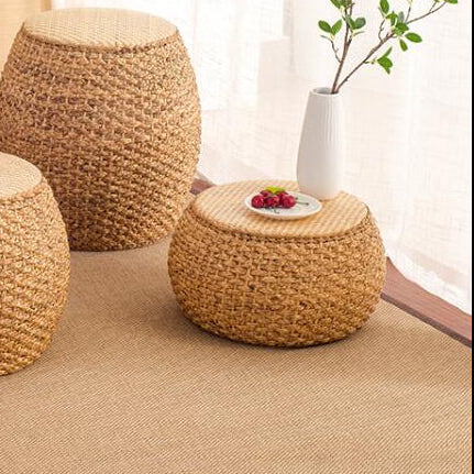 Small Round Rattan Ottoman
