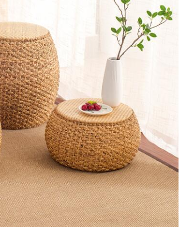 Small Round Rattan Ottoman