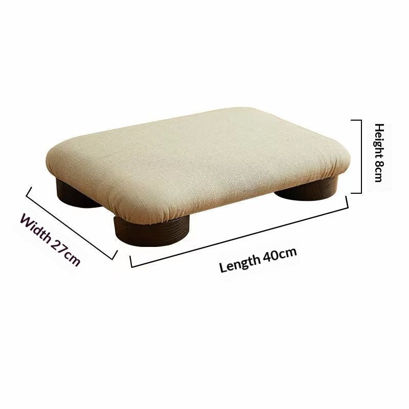 Small rectangular ottoman with dimensions on a white background