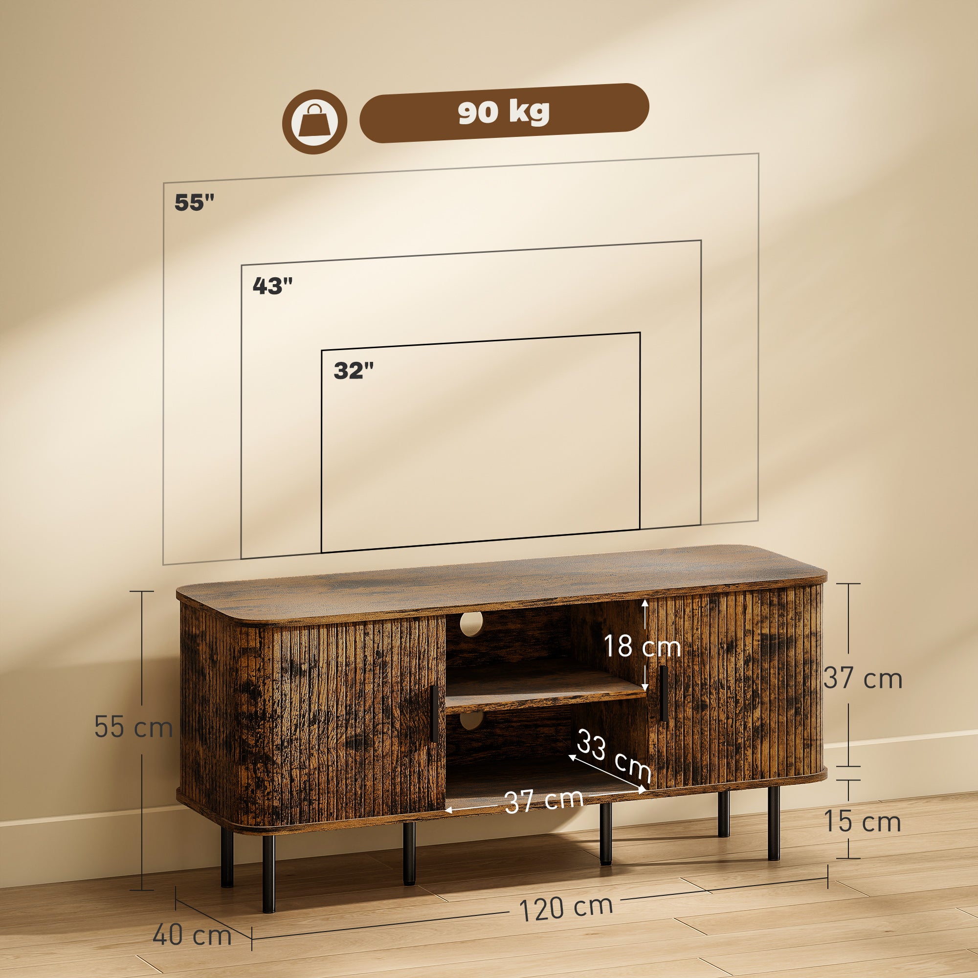 Smoked Oak TV Console Table