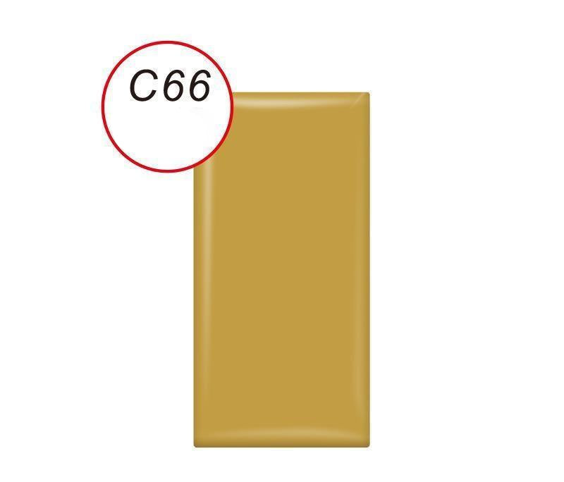 Chrome yellow color swatch with adhesive label on a white background