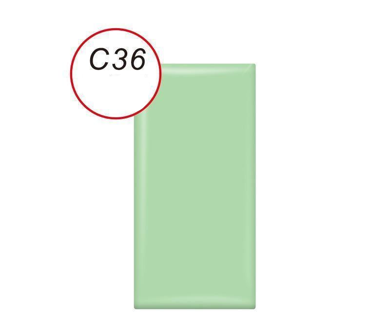 Mint green label with pressure-sensitive adhesive on a white background