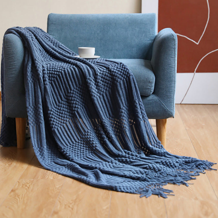 Soft Boho Monochromatic Textured Throw Blanket