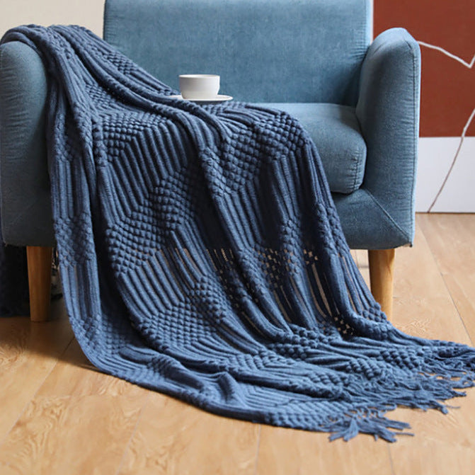 Soft Boho Monochromatic Textured Throw Blanket